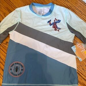Disney  Spider-Man Kids swim Shirt - Blue and Gray size 11/12 nwt